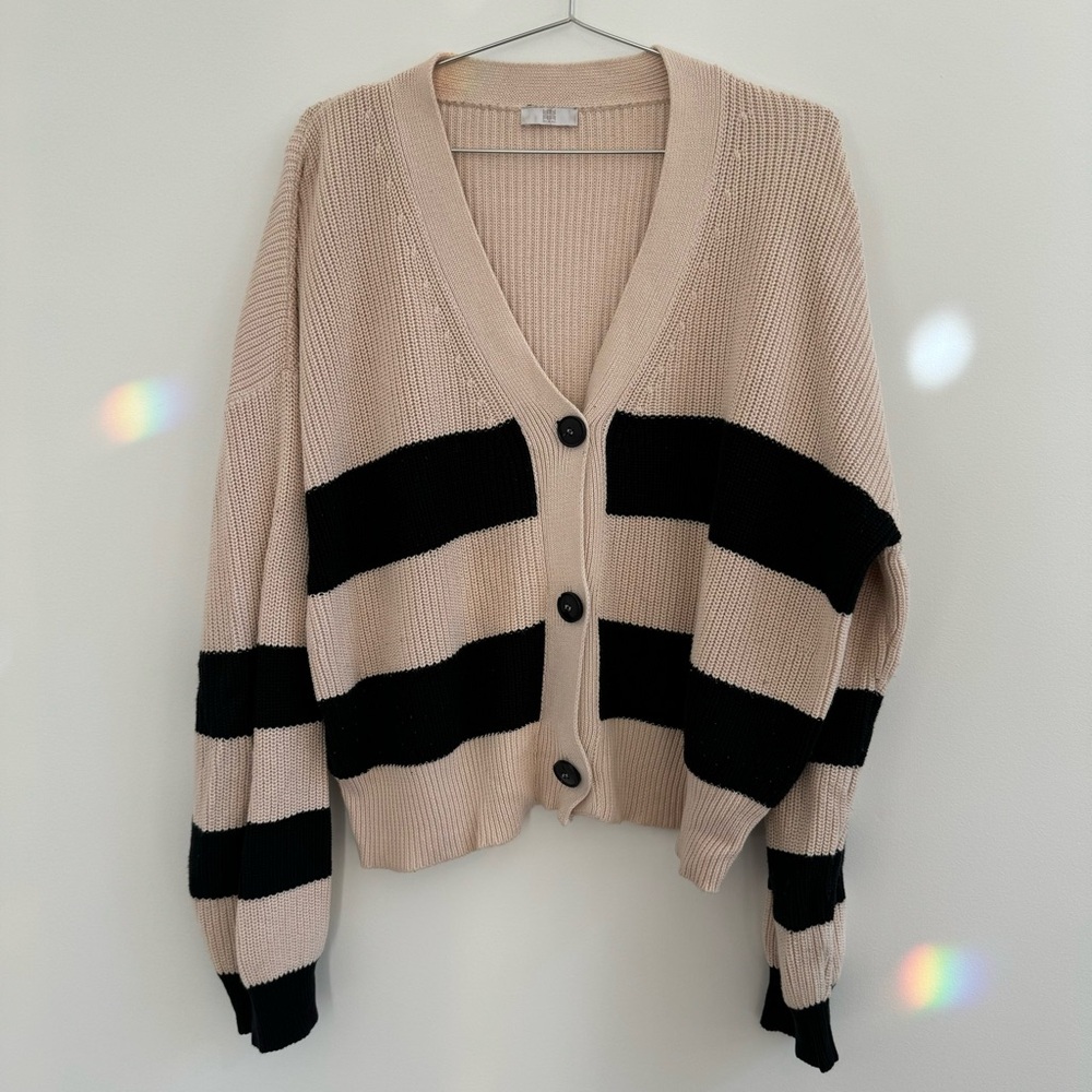 RIANI Beige and Black Striped Sweater
